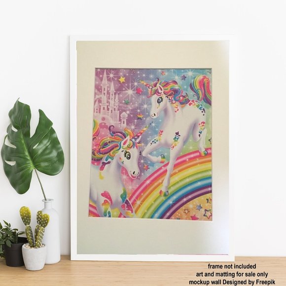 Lisa Frank Unicorn matted Art Neon Pop rainbow - Picture 3 of 3